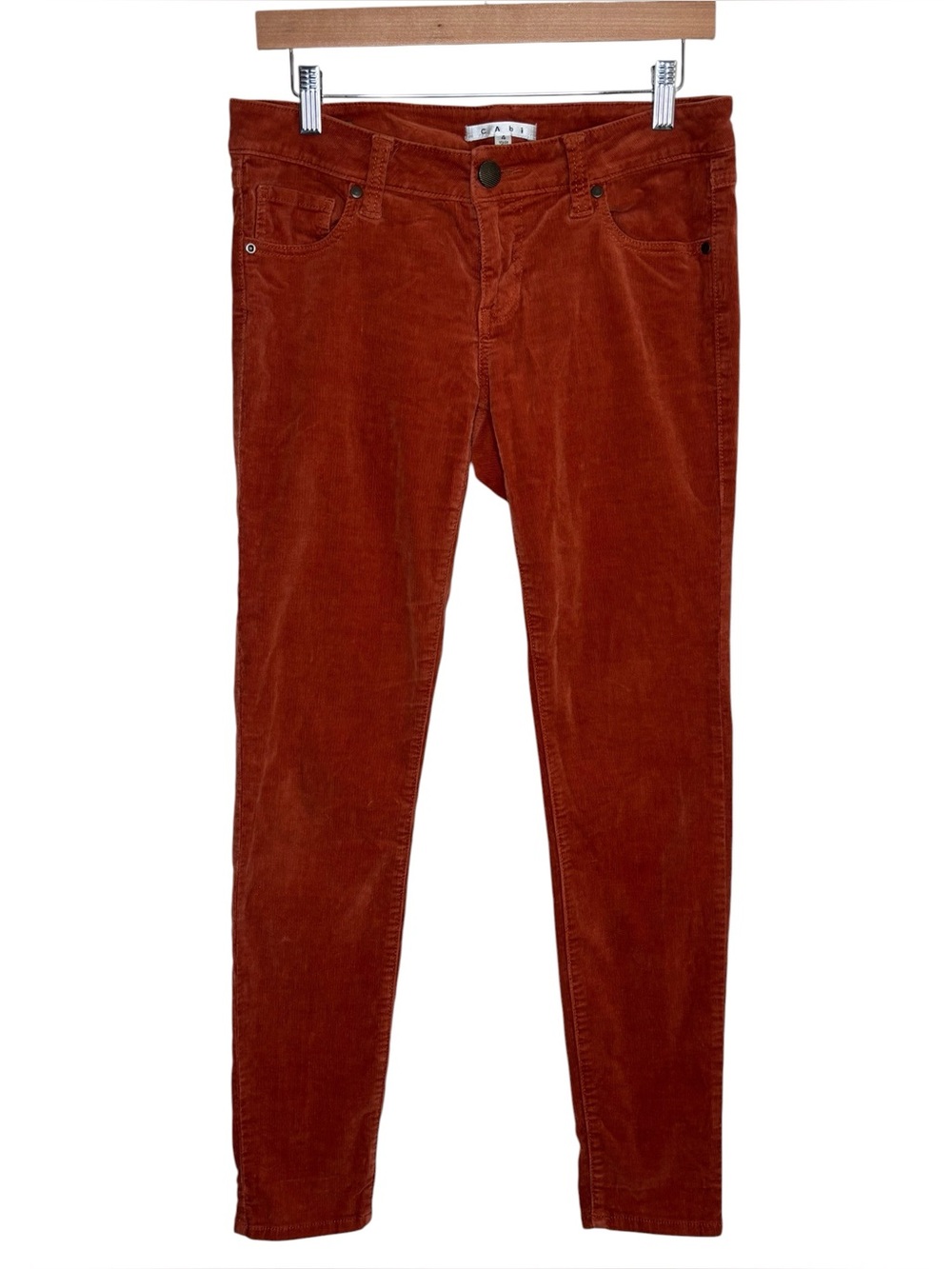 CAbi corduroy pants burnt orange skinny mid rise size 4